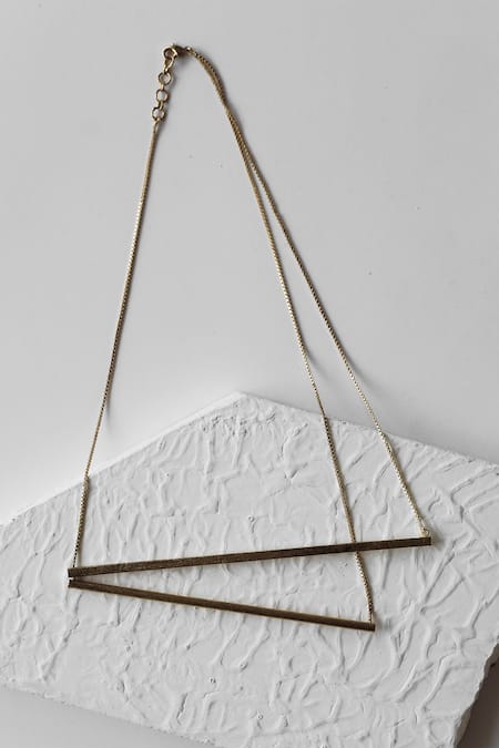 DE'Anma Gold Plated Layered Bar Necklace 