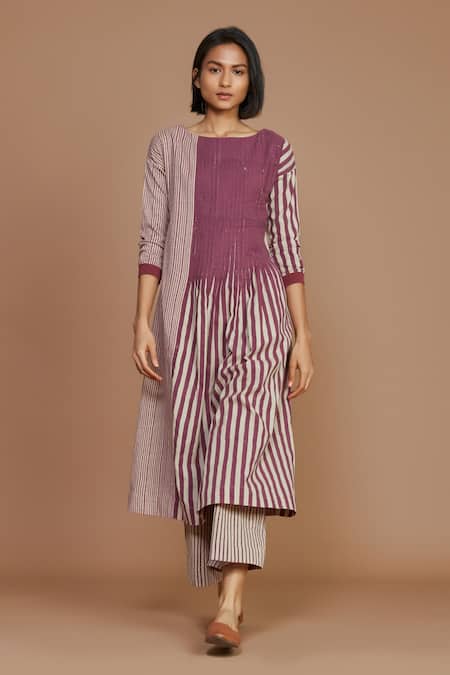 MATI Handwoven Cotton Striped Flared Pant 