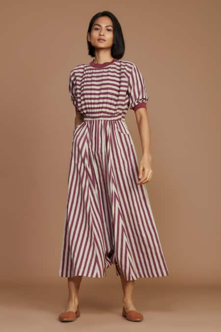 MATI Handwoven Cotton Striped Jumpsuit 