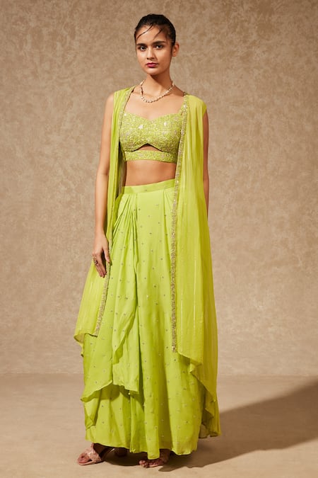 Chamee and Palak Embroidered Jacket & Draped Skirt Set 