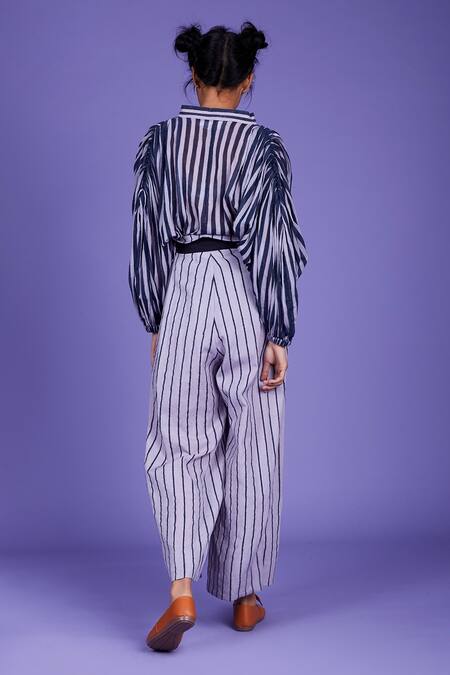 Shop_MATI_1_Blue Cotton Striped Pant Set_at_Aza_Fashions