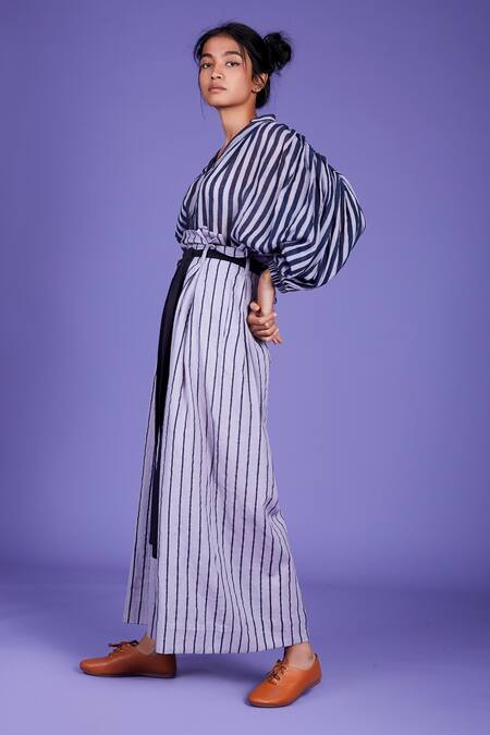 Shop_MATI_1_Blue Cotton Striped Pant Set_Online_at_Aza_Fashions