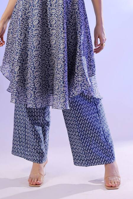 Mehak Talreja Couturre Blue Chanderi Dupatta Organza Printed Floral Anarkali Palazzo Set at Aza Fashions Mehak Talreja Couturre_Blue Chanderi Dupatta Organza Printed Floral Anarkali Palazzo Set _at_Aza_Fashions