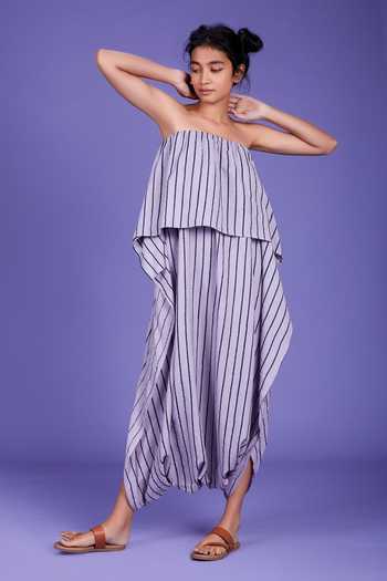 MATI_Purple Cotton Striped Popover Jumpsuit_Online_at_Aza_Fashions