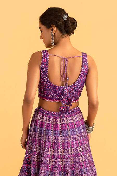 Shop Saundh Purple Floral Print Lehenga Set at Aza Fashions Shop_Saundh_Purple Floral Print Lehenga Set_at_Aza_Fashions