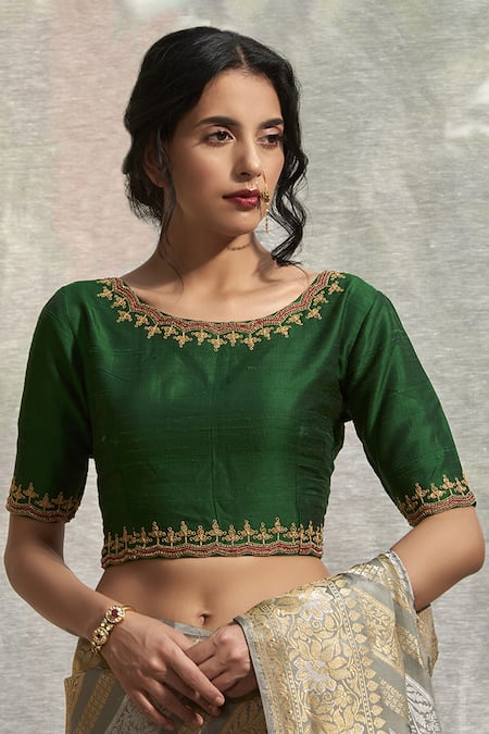 Weaver Story Hand Embroidered Raw Silk Blouse 