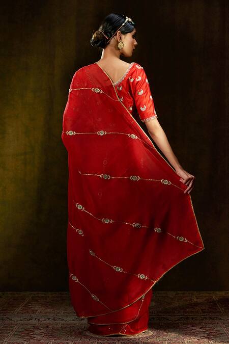 Signoraa Red Semi Kanchipuram Handloom Saree – BNI00820 – Signoraa.in