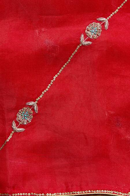 Shop Weaver Story Red Organza Floral, Zardozi Work Handloom Saree Online at Aza Fashions Shop_Weaver Story_Red Organza Floral, Zardozi Work Handloom Saree _Online_at_Aza_Fashions