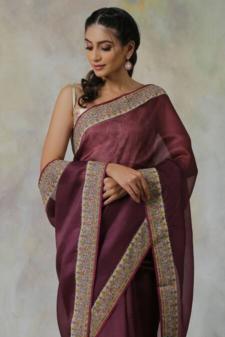 Buy Weaver Story Purple Saree Organza And Blouse Raw Silk Thread Banarasi Handloom Online at Aza Fashions Buy_Weaver Story_Purple Saree Organza And Blouse Raw Silk Thread Banarasi Handloom_Online_at_Aza_Fashions