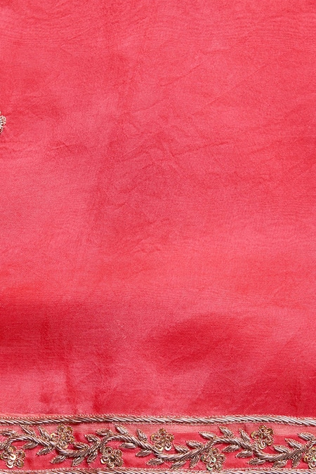 Shop_Weaver Story_Peach Organza Floral, Zardozi Work Handloom Saree _Online_at_Aza_Fashions