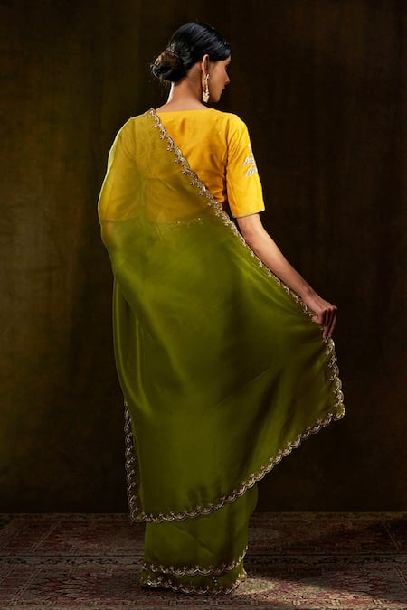 Shop Weaver Story Green Organza Floral, Zardozi Work Handloom Saree at Aza Fashions Shop_Weaver Story_Green Organza Floral, Zardozi Work Handloom Saree _at_Aza_Fashions