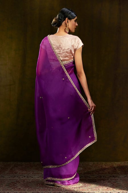 Shop Weaver Story Purple Organza Floral, Zardozi Work Handloom Saree at Aza Fashions Shop_Weaver Story_Purple Organza Floral, Zardozi Work Handloom Saree _at_Aza_Fashions