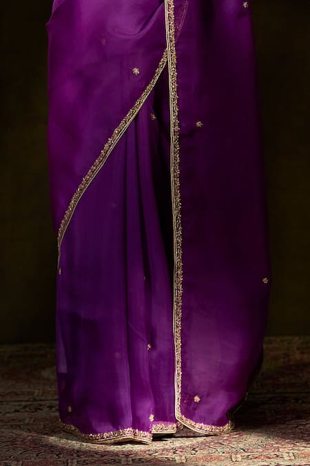 Buy Weaver Story Purple Organza Floral, Zardozi Work Handloom Saree Online at Aza Fashions Buy_Weaver Story_Purple Organza Floral, Zardozi Work Handloom Saree _Online_at_Aza_Fashions