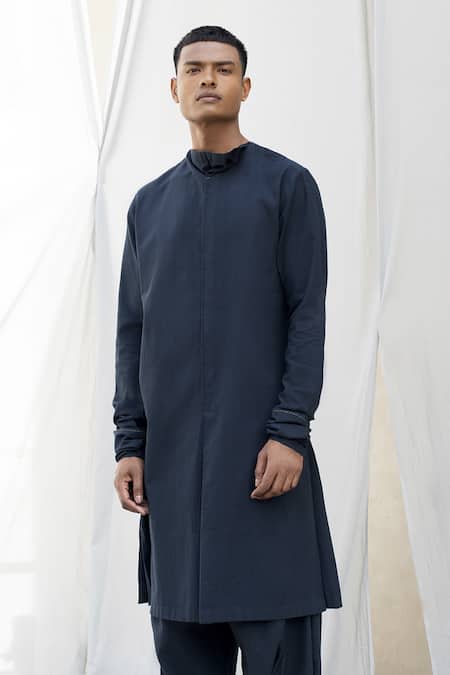 Antar Agni Blue Handwoven Cotton Kurta