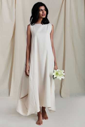 Buy MATI Off White Handloom Cotton Dress Online at Aza Fashions Buy_MATI_Off White Handloom Cotton Dress_Online_at_Aza_Fashions
