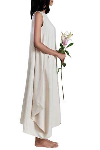 MATI Off White Handloom Cotton Dress Online at Aza Fashions MATI_Off White Handloom Cotton Dress_Online_at_Aza_Fashions
