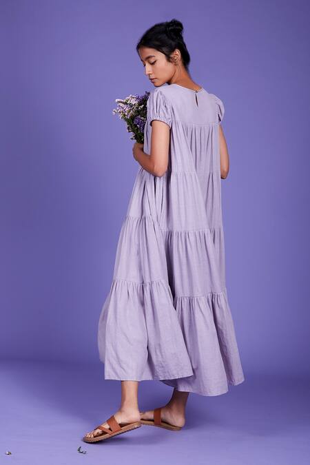 Shop_MATI_Purple Handwoven Tiered Dress_Online_at_Aza_Fashions