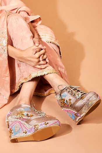 Buy Tiesta Grey Embroidered Sneaker Wedges Online at Aza Fashions Buy_Tiesta_Grey Embroidered Sneaker Wedges _Online_at_Aza_Fashions