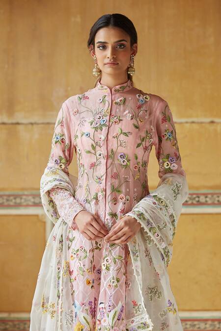 Buy Rahul Mishra Pink And Dupatta Silk Organza Pant Raw Silk Lining Viscose Set Online at Aza Fashions Buy_Rahul Mishra_Pink And Dupatta Silk Organza Pant Raw Silk Lining Viscose Set _Online_at_Aza_Fashions