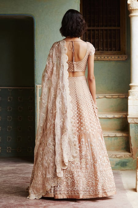 Shop Rahul Mishra Gold Lehenga Tissue Lining Viscose Dupatta Silk Organza Bridal Set at Aza Fashions Shop_Rahul Mishra_Gold Lehenga Tissue Lining Viscose Dupatta Silk Organza Bridal Set _at_Aza_Fashions
