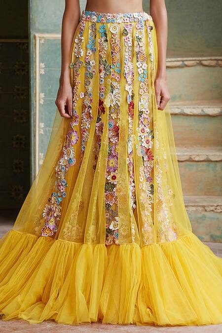 Buy Rahul Mishra Yellow Tulle Skirt Lining Viscose Sweetheart Neck Bandeau Crop Top With Online at Aza Fashions Buy_Rahul Mishra_Yellow Tulle Skirt Lining Viscose Sweetheart Neck Bandeau Crop Top With _Online_at_Aza_Fashions