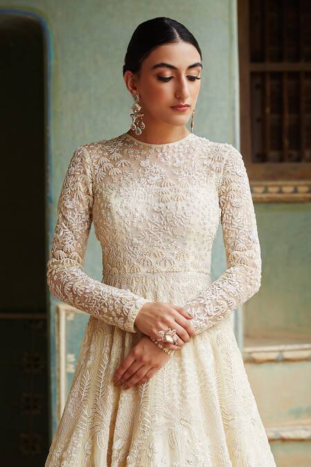 Buy Rahul Mishra Gold Silk Organza Lining Viscose Embroidery Round Gown Online at Aza Fashions Buy_Rahul Mishra_Gold Silk Organza Lining Viscose Embroidery Round Gown _Online_at_Aza_Fashions