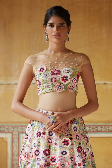 Designer Ready-to-wear Crop-Top Lehenga Choli Set at Rs.1699/Piece in surat  offer by Aaradhya Fashion