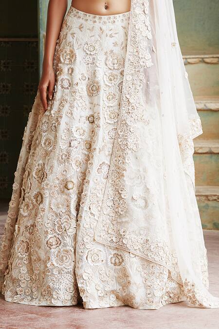 Buy Rahul Mishra White Lehenga And Dupatta Silk Organza Blouse Raw Silk Lining Bridal Set Online at Aza Fashions Buy_Rahul Mishra_White Lehenga And Dupatta Silk Organza Blouse Raw Silk Lining Bridal Set _Online_at_Aza_Fashions