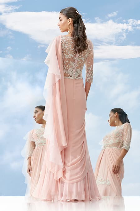 Mandira Wirk - Indian Pre-Draped Fish Cut Saree Gown 