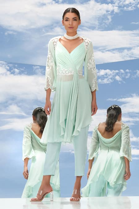 Mandira Wirk Draped Tunic & Pant Set 