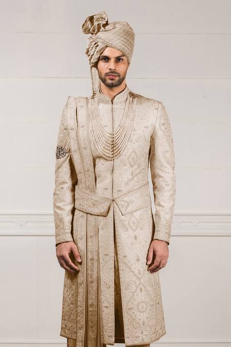 Buy Tarun Tahiliani White Raw , Jacquard, Cotton And Embroidered Sherwani & Kurta Set Online at Aza Fashions Buy_Tarun Tahiliani_White Raw , Jacquard, Cotton And Embroidered Sherwani & Kurta Set_Online_at_Aza_Fashions