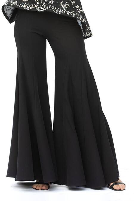 Mandira Wirk - Indian Black Organza, Banana Crepe Round Jacket And Pant Set at Aza Fashions Mandira Wirk - Indian_Black Organza, Banana Crepe Round Jacket And Pant Set _at_Aza_Fashions