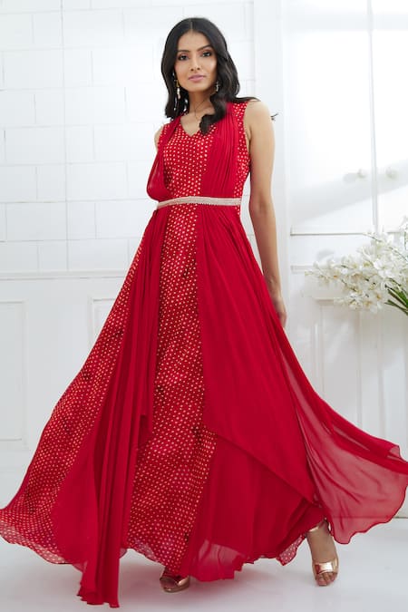 Buy Red Gown Off-Shoulder Long Gown for Party Red Off-Shoulder Gown for Women  Gown for Birthday Wedding Long Party Dress Evening Gown Full Flared  Available in Small and Medium Size at Amazon.in