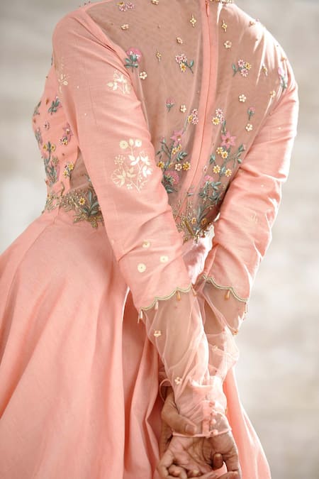 Shop Mandira Wirk - Indian Pink Chanderi Embroidered Anarkali Online at Aza Fashions Shop_Mandira Wirk - Indian_Pink Chanderi Embroidered Anarkali _Online_at_Aza_Fashions