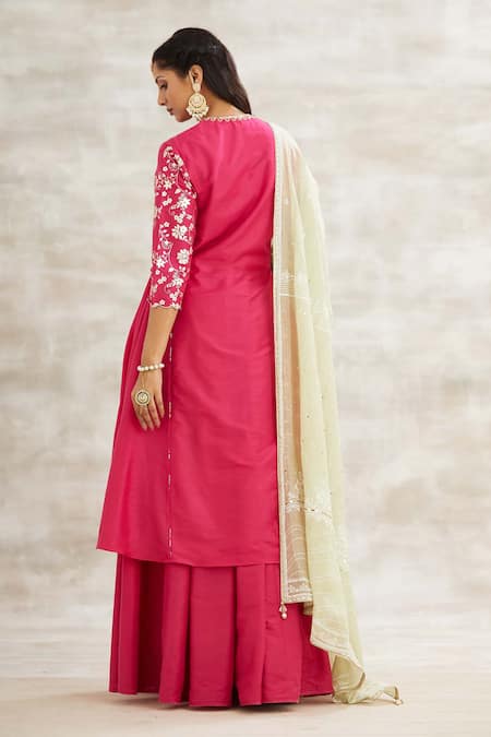 Shop Mandira Wirk - Indian Pink Chanderi Printed Anarkali Set at Aza Fashions Shop_Mandira Wirk - Indian_Pink Chanderi Printed Anarkali Set _at_Aza_Fashions
