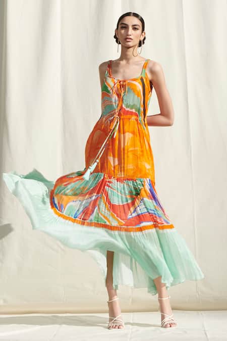 Mandira Wirk Resort Printed Tiered Dress 