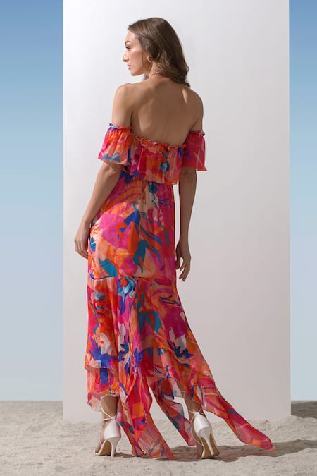 Mandira Wirk Resort Printed Chain Halter Neck Dress 