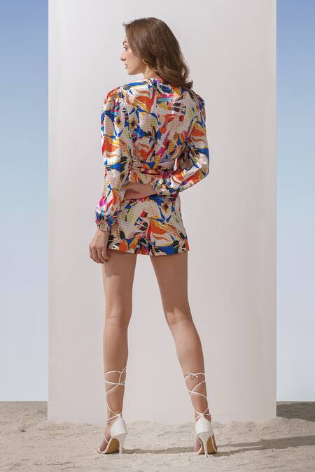Mandira Wirk Resort Geometric Print Top & Shorts Set 