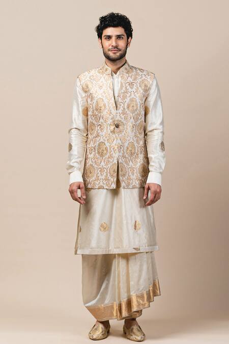 Tarun Tahiliani White Brocade Bundi Online at Aza Fashions Tarun Tahiliani_White Brocade Bundi_Online_at_Aza_Fashions