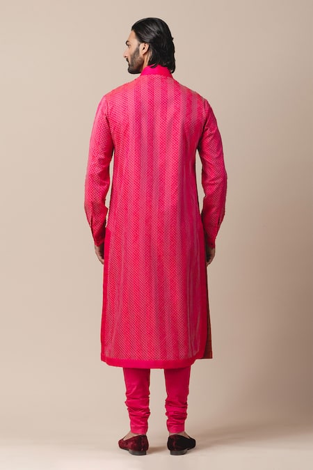 Shop_Tarun Tahiliani_Pink Katan Silk Kurta Set _at_Aza_Fashions