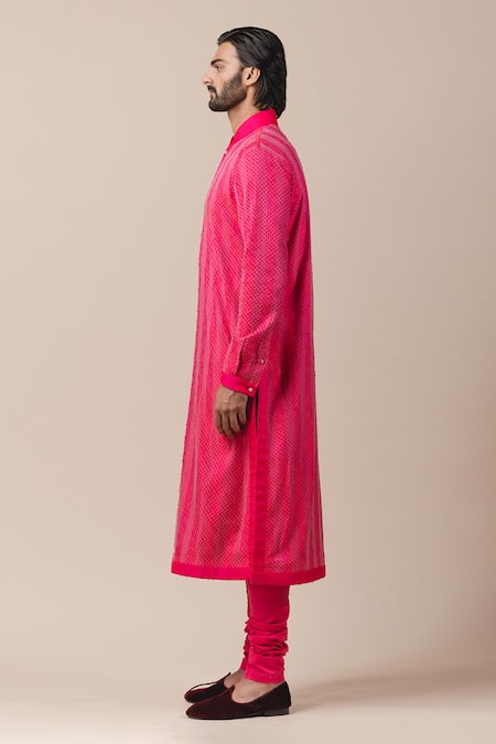 Tarun Tahiliani_Pink Katan Silk Kurta Set _Online_at_Aza_Fashions