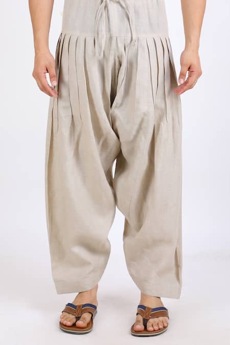 Buy Linen Bloom Beige 100% Pure Linen Salwar Online at Aza Fashions Buy_Linen Bloom_Beige 100% Pure Linen Salwar _Online_at_Aza_Fashions