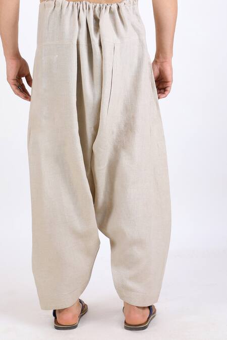 Shop Linen Bloom Beige 100% Pure Linen Salwar Online at Aza Fashions Shop_Linen Bloom_Beige 100% Pure Linen Salwar _Online_at_Aza_Fashions