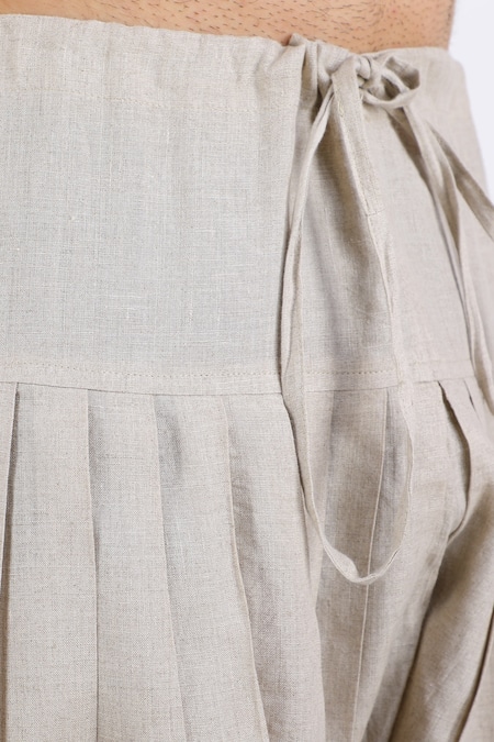 Linen Bloom Beige 100% Pure Linen Salwar at Aza Fashions Linen Bloom_Beige 100% Pure Linen Salwar _at_Aza_Fashions