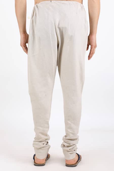 Shop_Linen Bloom_Beige 100% Pure Linen Churidar _Online_at_Aza_Fashions