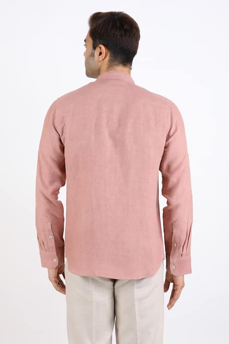 Shop_Linen Bloom_Pink 100% Pure Linen Shirt _at_Aza_Fashions