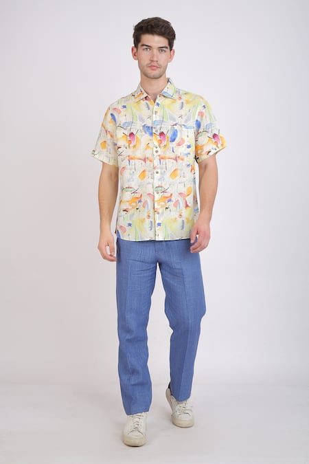 Linen Bloom Watercolour Print Shirt 