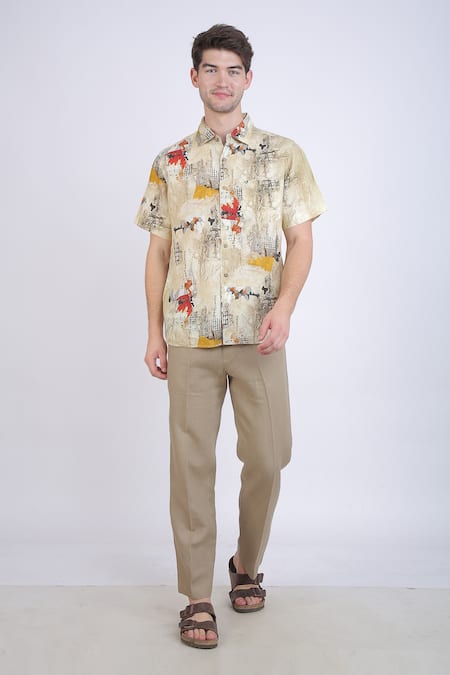 Linen Bloom Watercolour Print Shirt 