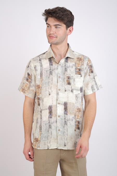 Linen Bloom Marble Print Shirt 