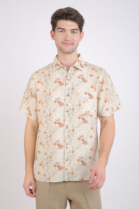 Linen Bloom Floral Print Shirt 